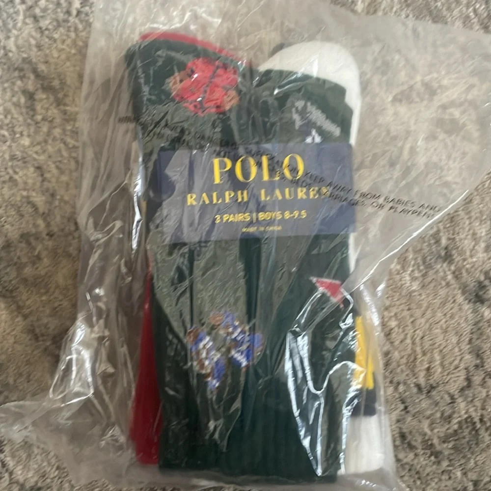 Polo RALPH LAUREN BOYS PONY - 3 PAIRS Crew SOCKS